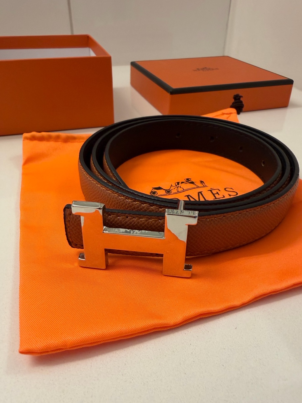 Hermès H Belt – Brown & Black Leather reversible